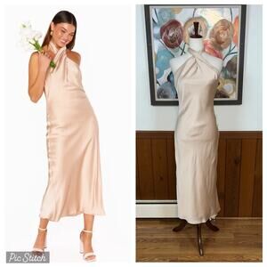 Pretty New Show Me Your Mumu Jasmine Satin Halter MIDI Dress!